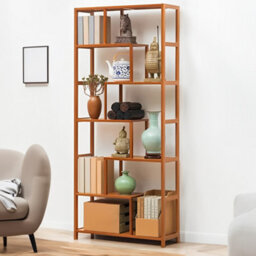 Thehotsale Wooden 7-Tier Bookcase Display Stand Storage Natural - thumbnail 1