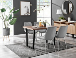 Furniturebox Uk Kylo Brown Wood Effect Dining Table & 4 Grey Pesaro Silver Chairs - thumbnail 1