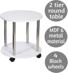 Spot On Dealz  Small Bedside Table 2 Tier Living Room Tables Square Coffee Narrow End Occasional Tables Contemporary Wooden Nightstand White - thumbnail 3