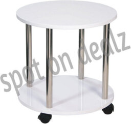 Spot On Dealz  Small Bedside Table 2 Tier Living Room Tables Square Coffee Narrow End Occasional Tables Contemporary Wooden Nightstand White - thumbnail 5