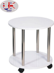 Spot On Dealz  Small Bedside Table 2 Tier Living Room Tables Square Coffee Narrow End Occasional Tables Contemporary Wooden Nightstand White - thumbnail 4