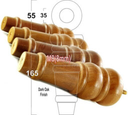 L&F 4 Replacement Furniture Feet Dark Oak Turned Wooden Legs 165mm High Settee Chairs Sofas Footstools M8 (8mm) Tsp2071 - thumbnail 1