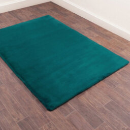 Faux Fur Teal Plain Shaggy Modern Easy To Clean Rug For Living Room And Bedroom-150Cm X 200Cm - thumbnail 2