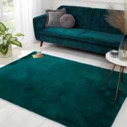 Faux Fur Teal Plain Shaggy Modern Easy To Clean Rug For Living Room And Bedroom-150Cm X 200Cm - thumbnail 1