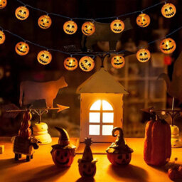 Halloween String Lights Pumpkin Lamp Warm Glow Indoor Outdoor Garden Party Decor - thumbnail 1