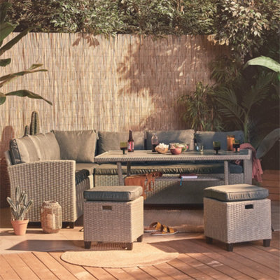 Vonhaus Rattan Garden Furniture Set, 9 Seater Outdoor Dining Set With Sofa, Table & Stools, 9 Person Rattan Patio Sofa Set, Kos - image 1