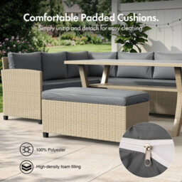 Vonhaus Rattan Garden Furniture Set, 9 Seater Outdoor Dining Set With Sofa, Table & Stools, 9 Person Rattan Patio Sofa Set, Kos - thumbnail 4