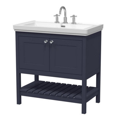 Dezine Colorado 800mm Indigo Blue 3 Tap Hole Floorstanding Vanity Unit - image 1