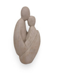 Mango Wood Parent And Child Sculpture - Hand-Carved Abstract Hug Figurine For Home Accessories - Buff White Finish - 14X29X9Cm - thumbnail 1