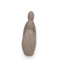 Mango Wood Parent And Child Sculpture - Hand-Carved Abstract Hug Figurine For Home Accessories - Buff White Finish - 14X29X9Cm - thumbnail 3