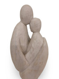 Mango Wood Parent And Child Sculpture - Hand-Carved Abstract Hug Figurine For Home Accessories - Buff White Finish - 14X29X9Cm - thumbnail 5