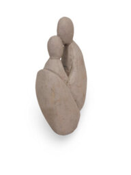 Mango Wood Parent And Child Sculpture - Hand-Carved Abstract Hug Figurine For Home Accessories - Buff White Finish - 14X29X9Cm - thumbnail 4