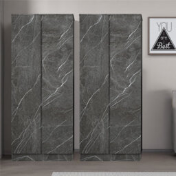 Zita Grey Marble Effect 2 Piece Wardrobe Bundle - 2 X 2-Door Wardrobes, (L) 50Cm X (W) 76Cm X (H) 180Cm - thumbnail 2
