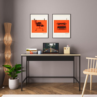 120Cm Wide Home Office Desk Wooden Study Table With Metal Legs Computer Writing Desk Workstation For Remote Working (Black, Viya) - image 1
