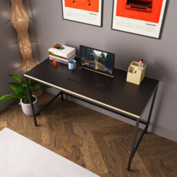 120Cm Wide Home Office Desk Wooden Study Table With Metal Legs Computer Writing Desk Workstation For Remote Working (Black, Viya) - thumbnail 2