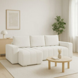 Abrielle Reversible Corner Sofa Bed With Storage And Pull Out Guest Bed Cream - thumbnail 1