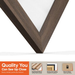 "AK Frames 25X17"" Walnut Sleek Vinyl Record Frame With White Mount For 12 Inch Lp Cover & Disc - Overlapped Design" - thumbnail 3