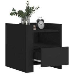 Berkfield Bedside Cabinet Black 45X50X50 Cm Engineered Wood - thumbnail 3