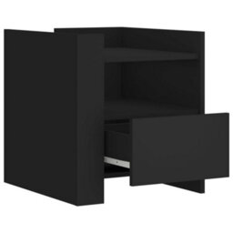 Berkfield Bedside Cabinet Black 45X50X50 Cm Engineered Wood - thumbnail 7