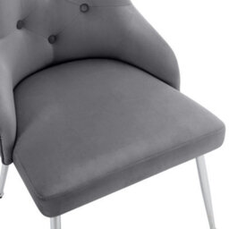 Button Pattern Dining Chair, Bedroom Living Room Chair With Lumbar Cushion, Grey - thumbnail 4