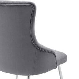Button Pattern Dining Chair, Bedroom Living Room Chair With Lumbar Cushion, Grey - thumbnail 5