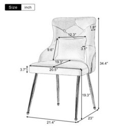 Button Pattern Dining Chair, Bedroom Living Room Chair With Lumbar Cushion, Grey - thumbnail 2