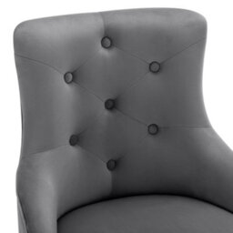 Button Pattern Dining Chair, Bedroom Living Room Chair With Lumbar Cushion, Grey - thumbnail 3