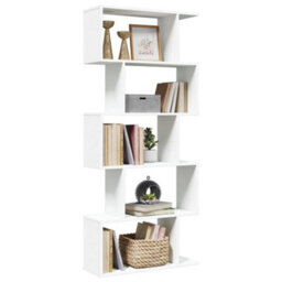 Berkfield Room Divider Bookcase 5-Tier White 70X24X161 Cm Engineered Wood - thumbnail 1
