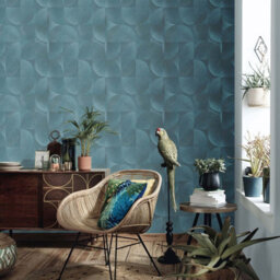 Erismann Martinique Geometric Tile Abstract Graphic Teal Wallpaper - thumbnail 4