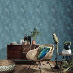 Erismann Martinique Geometric Tile Abstract Graphic Teal Wallpaper - thumbnail 3