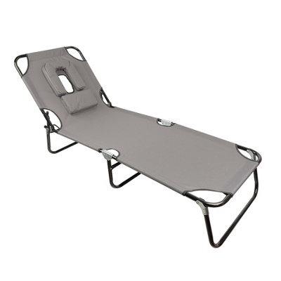 Groundlevel Garden Sun Lounger With Padded Headrest And Face Hole - image 1