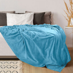 Ameha Fleece Plain Blanket, Lightweight & Reversible Throw For Travel, Bed & Sofa Blanket, Light Blue Super King 230X270Cm - thumbnail 8