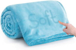 Ameha Fleece Plain Blanket, Lightweight & Reversible Throw For Travel, Bed & Sofa Blanket, Light Blue Super King 230X270Cm - thumbnail 9