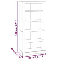 Berkfield 5-Tier Bookcase Mexican Pine Corona Range 81X40X170 Cm - thumbnail 5