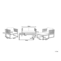 Wyld And Coco Everwood Outdoor Acacia 4-Seater Garden Sofa Set With White Cushions, Slatted Design, Rectangular Coffee Table - thumbnail 4