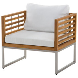 Wyld And Coco Everwood Outdoor Acacia 4-Seater Garden Sofa Set With White Cushions, Slatted Design, Rectangular Coffee Table - thumbnail 5