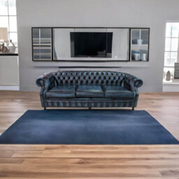 Chesterfield 4 Seater Antique Blue Leather Sofa Bespoke In Buckingham Style - thumbnail 2
