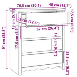 Vidaxl Chest Of Drawers Drammen Oak 76.5 X 40 X 91 Cm Solid Pine Wood - thumbnail 3
