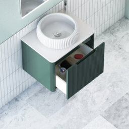 Royal Bathrooms Avenza 600mm Deep Moss Green Wall Hung Bathroom Countertop Vanity Unit 1 Drawer With Milan Basin - thumbnail 5
