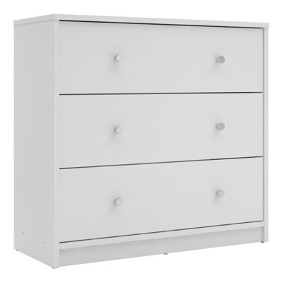 Furniture To Go May Chest Of 3 Drawers In White (W) 72.4 X (H) 68.3 X (D) 30.1Cm - image 1