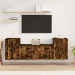 Berkfield Classic 3 Piece Tv Cabinet Set Smoked Oak Engineered Wood - thumbnail 2
