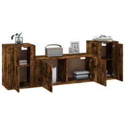 Berkfield Classic 3 Piece Tv Cabinet Set Smoked Oak Engineered Wood - thumbnail 3
