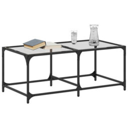 Walplus Coffee Table With Transparent Glass Top 98.5X50X40 Cm Steel - thumbnail 3
