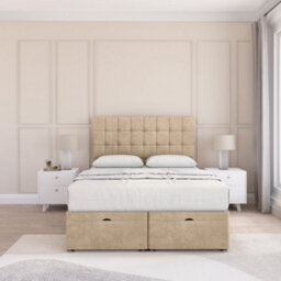 "Sloomy Alabama Almond Coniston 5Ft Ottoman Bed End Opening With Sprung Memory Mattress & 26"" Headboard-King" - thumbnail 2
