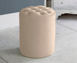 Slumbre Chesterfield Round Plush Velvet Foot Stool Pouffe -  Coffee