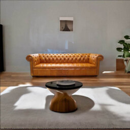 Chesterfield 4 Seater Buttoned Seat Newcastle Spice Real Leather Sofa In Edwardian Style - thumbnail 4