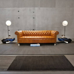 Chesterfield 4 Seater Buttoned Seat Newcastle Spice Real Leather Sofa In Edwardian Style - thumbnail 2