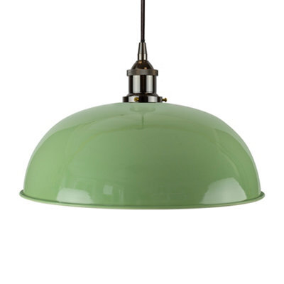 Mint Green Worcester Painted Dome Pendant Light With Black Nickel Lamp Holder And Black Round Cable - Se Home - image 1