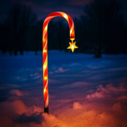 Neo Large 42Cm 12 Piece Set Remote Solar Panel Battery Candy Cane Christmas Lights - thumbnail 3