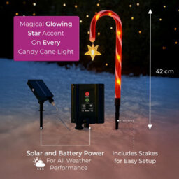 Neo Large 42Cm 12 Piece Set Remote Solar Panel Battery Candy Cane Christmas Lights - thumbnail 5